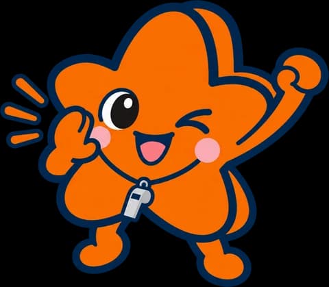 ガッツポーズで応援するマスコット