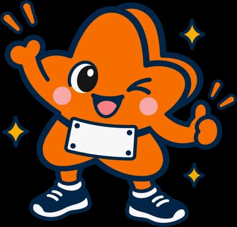 「まってる」と書いた看板を持つマスコット